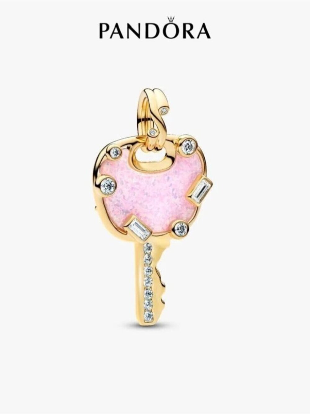 Pandora Opalescent Pink Love Key Large Dangle Charm